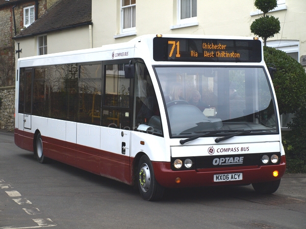 Optare Solo MX06ACY at Durrington depot in Compass  livery