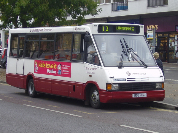 Optare Metrorider R93HUA sporting the new Littlehampton Town Bus livery