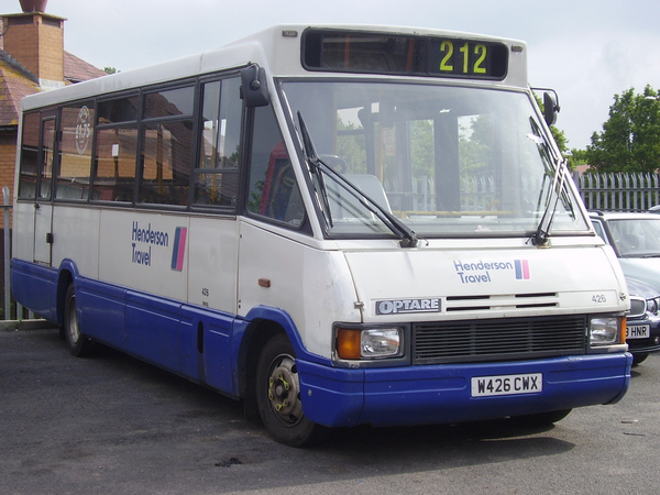 Optare MetroRider W426CWX as delivered in Henderson Travel livery
