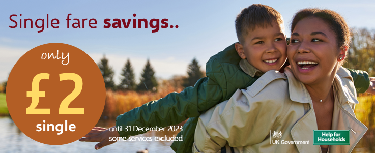 Single journey bus fares capped at £2.00 until 31 December.